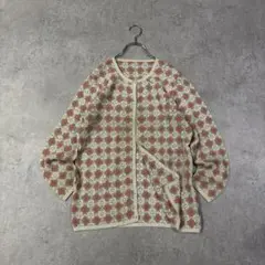 希少　70s ヴィンテージ グラニースクエア クロシェ編み カーディガン レトロのサムネイル