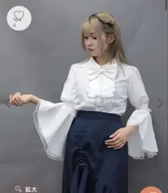 フリルリボンフレア袖ブラウス axes femme ニブルポイズン