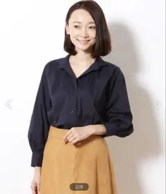 e HARRISS GRACE ストレッチブロードワイドシャツ