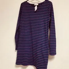 【新品タグ付】ボーダーチュニック ワンピース 紺×紫 Lサイズ