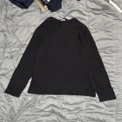 GU ソフトコットンクルーネックT ブラック 長袖 M 綿100%