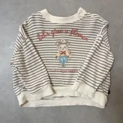 futafuta くま ボーダー 薄手 長袖トレーナー