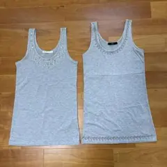 AZUL by moussy タンクトップ 2枚セット グレー Sラインストーン