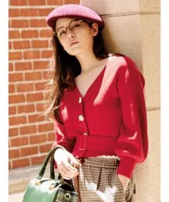 【31 Sons de mode】未使用品 ビジュー釦ベルト付きVネックカーデ