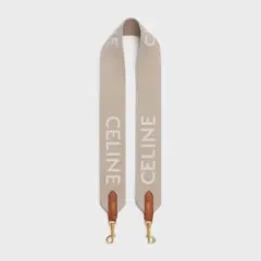 CELINE セリーヌ ジャガード ロング ストラップ ホワイト/ベージュ 