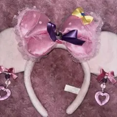 ディズニー　カチューシャ　ピンク　イヤリング