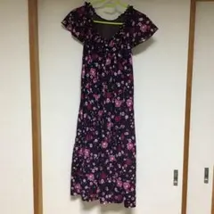 未使用品　ペイトンプレイス　花柄　ワンピース　夏物　パープル　バルーンワンピース