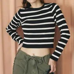 coca クロップドニットトップス