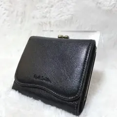ポールスミス がま口折り財布 牛革フルレザー ブラック 黒 コンパクト