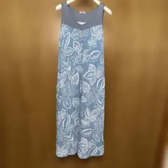 スポーティフ ロングワンピース ノースリーブ 花柄 ブルー サイズ4