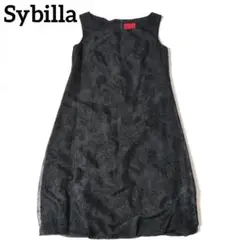 美品　Sybilla シビラ 花柄　レース　ノースリーブ　ワンピース ブラックのサムネイル