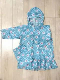 花柄水玉フード付き　レインコート 110