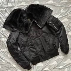 美品　アルファ　N-2B フライトジャケット　MA-1 フード　黒　ブラック　M