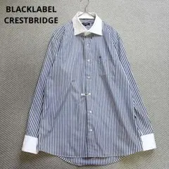 美品 ブラックレーベルクレストブリッジ クレリックシャツ ストライプ 長袖 XLのサムネイル