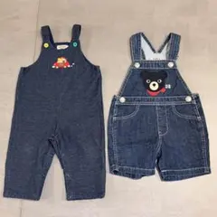 ミキハウス DOUBLE-B デニムオーバーオール2点セット 80