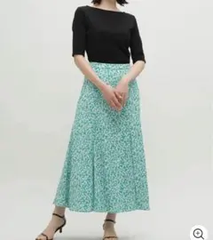 ナノユニバースLB03フラワーマーメイドスカート グリーン S