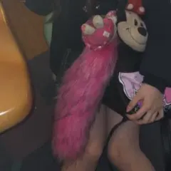 ギャル ファー キーホルダー ピンク しっぽ