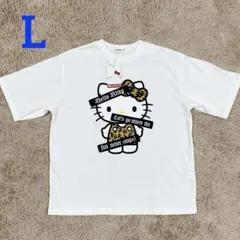 L【新品】サンリオ❤️ハローキティ　プリント　ヒョウ柄　ロゴ　Tシャツ メンズ