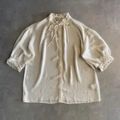 美品　ユナイテッドアローズ フリルカラー ブラウス リボン ベージュ