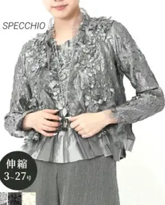 スペッチオ✳️華やかなボレロ＆ジャケット【40】グレー 光沢 長袖 パーティー