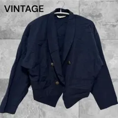 couleur ヴィンテージ ダブル ショート丈ジャケット ネイビー 金ボタン