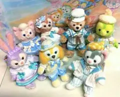 ダッフィー&フレンズ　ぬいぐるみバッジ7点　ファインドユアビューティフルブルー