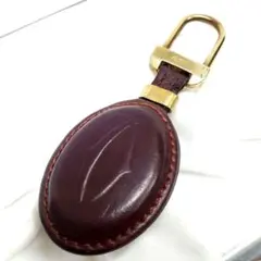 Cartier キーホルダーレザー ボルドー シルバー金具 中古美品 正規品