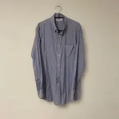 UNIQLO 長袖シャツ Lサイズ 青系ストライプ