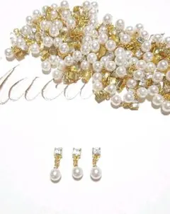 再再☆大人気！シンプルなのに高級感！ゆら②♡スイング♡ジルコニア♡パール♡パーツ