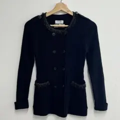 ESTNATION ヴゼット リブニットジャケット ネイビー ダブルボタンのサムネイル
