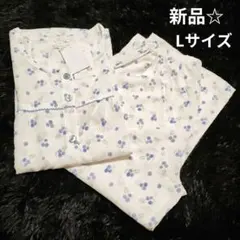 未使用春夏レディース婦人ボタンパジャマ上下セット入院介護半袖前開きLのサムネイル