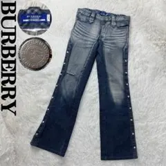 BURBERRY BLUE LABELブーツカット フレアデニム 総柄 美品)バーバリー ブーツカットデニム - メルカリ