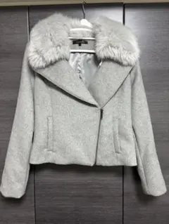 rienda グレー ファー付きテーラードジャケット ライダースジャケット M