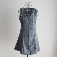 グレー系チェック ノースリーブミニワンピース