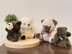 【希少】サンアロー レトロ くま ぬいぐるみ 4体セット 昭和レトロ 家族セット