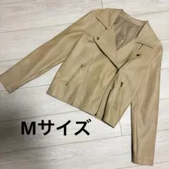 合皮　レザー　ジャケット　ベージュ　ライダース