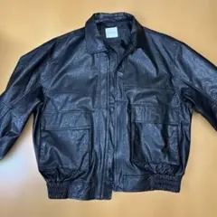 リラックスフィット フェイクレザー ジップアップ ブルゾン