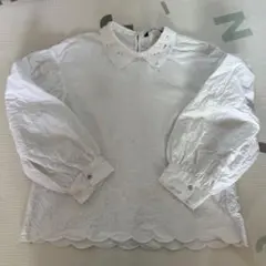 ZARA 刺繍入りホワイトシャツ M