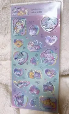 サンリオ キャラクターシール すりガラス風シール　キティ　クロミ　シナモ　プリン