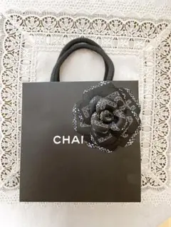 香奈兒 小型購物袋 黑色 花卉裝飾