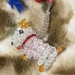 犬 ビーズストラップ ハンドメイド
