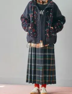 最終値下げネイビー チェック柄 プリーツスカート