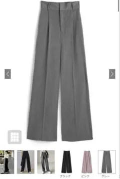 センタープレスワイドタックロングパンツ[gm615]グレー