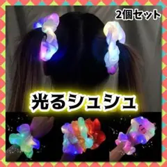 2個 映える LED 光る シュシュ ヘアゴム 髪ゴム お揃い 推し活 ダンス