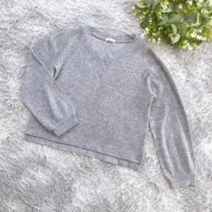 Ｍサイズ　COLZA　コルザ　長袖ニット　リブニット　Ｖネック