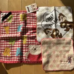 ループ付きタオル　キャラクタータオルセット（ミキハウス、チップとデール、うさぎ）