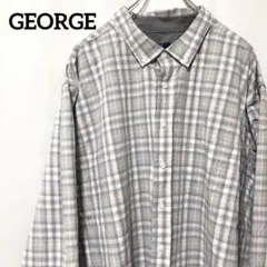 C2398 GEORGE 長袖シャツ 海外古着 チェック柄 ボタンダウン グレー