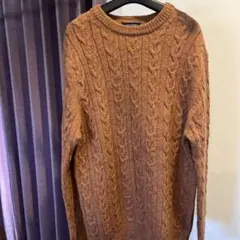 上質BACK NUMBER ケーブルニットセーター X-LARGE ブラウン