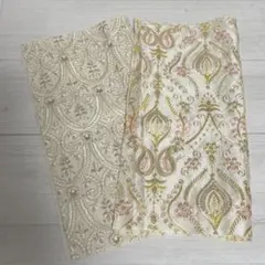 1022.インド刺繍生地 ハギレセット 30cm×30cm 2枚セット