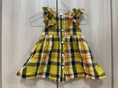 BREEZE95cm、イエロー チェック柄 ノースリーブワンピース